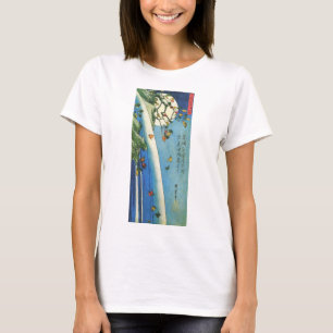 Hiroshige Måne över ett vattenfall japansk finkons Tee