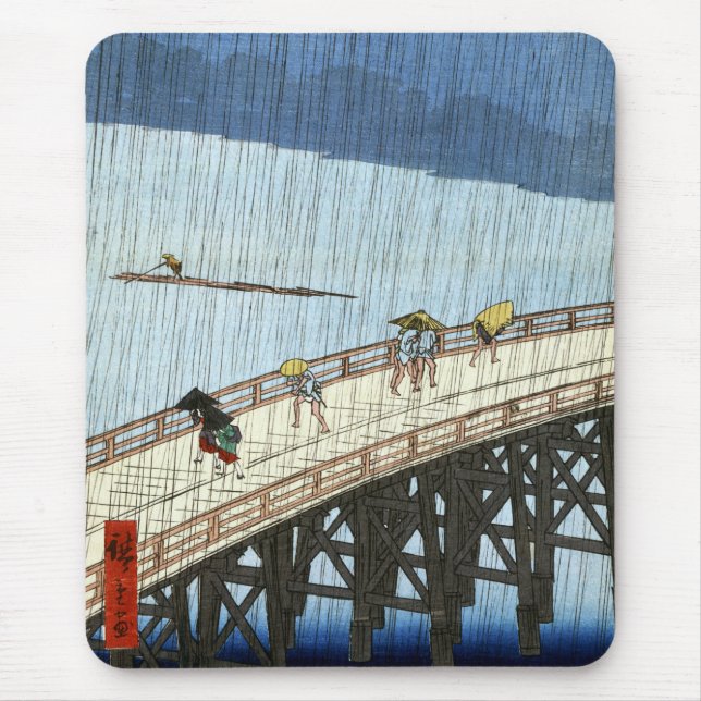 Hiroshige Sudden Shower over Shin-Ōhashi Bridge Musmatta (Framsidan)