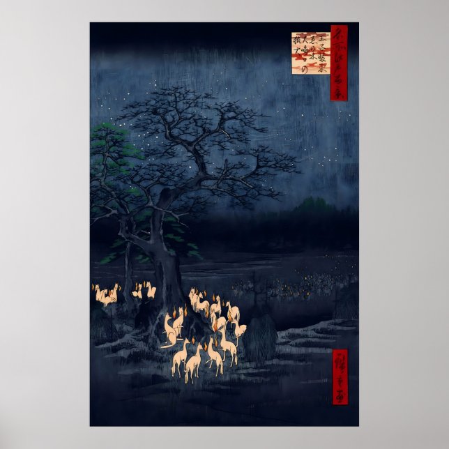 Hiroshige Ukiyo-e Poster Foxfires at the Changing (Framsidan)