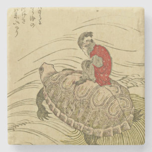Hiroshige Utagawa- Tortoise med apa Stenunderlägg