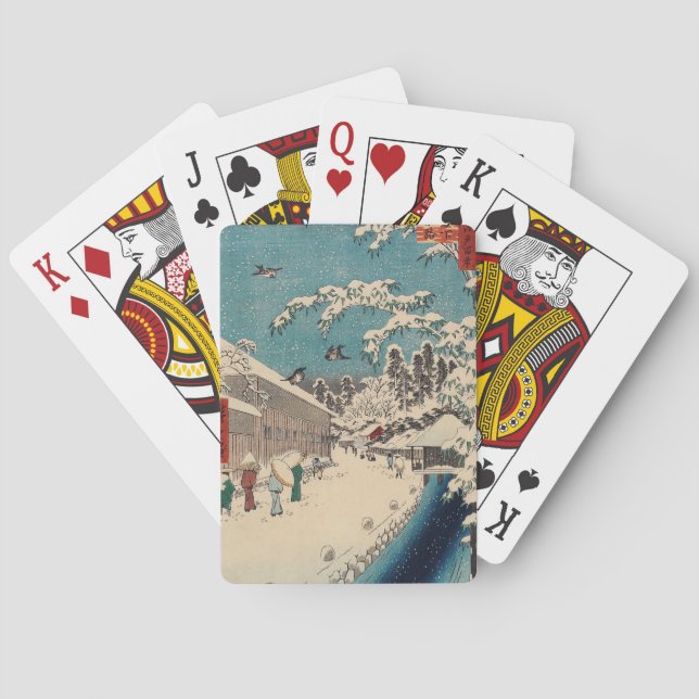 Hiroshige vinterlandskap japan land casinokort (Baksidan)