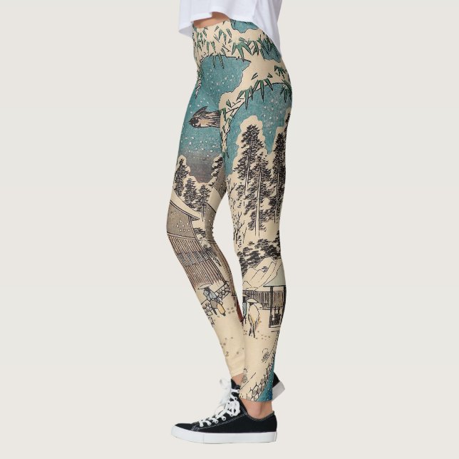Hiroshige vinterlandskap japan land leggings (Vänster)