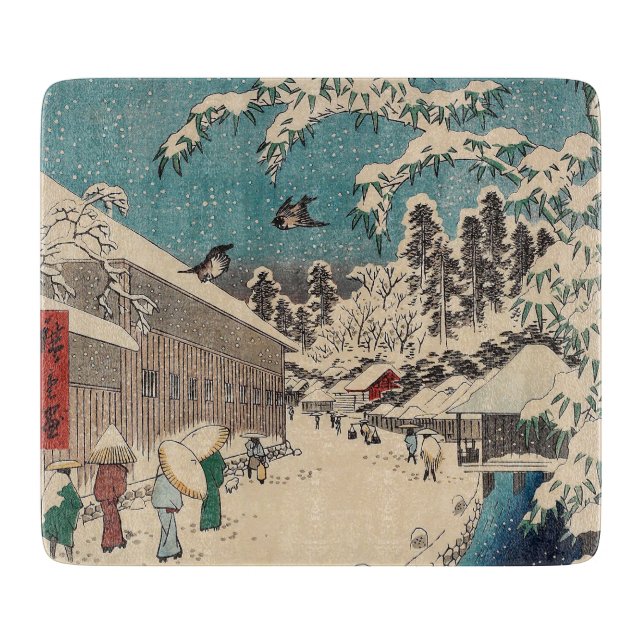 Hiroshige vinterlandskap japan ukiyo-e antikt (Framsidan)