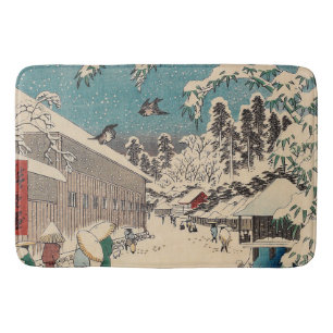Hiroshige vinterlandskap japan ukiyo-e antikt badrumsmatta
