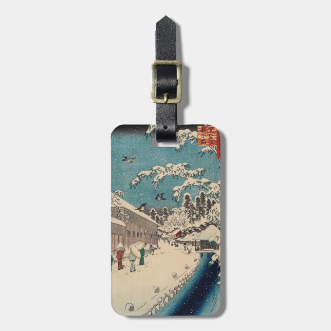 Hiroshige vinterlandskap japan ukiyo-e antikt bagagebricka (Vertikal Framsida)