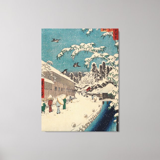 Hiroshige vinterlandskap japan ukiyo-e antikt canvastryck (Framsida)