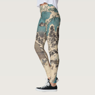 Hiroshige vinterlandskap japan ukiyo-e antikt leggings