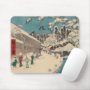 Hiroshige vinterlandskap japan ukiyo-e antikt musmatta