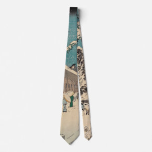 Hiroshige vinterlandskap japan ukiyo-e antikt slips