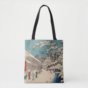 Hiroshige vinterlandskap japan ukiyo-e antikt tygkasse