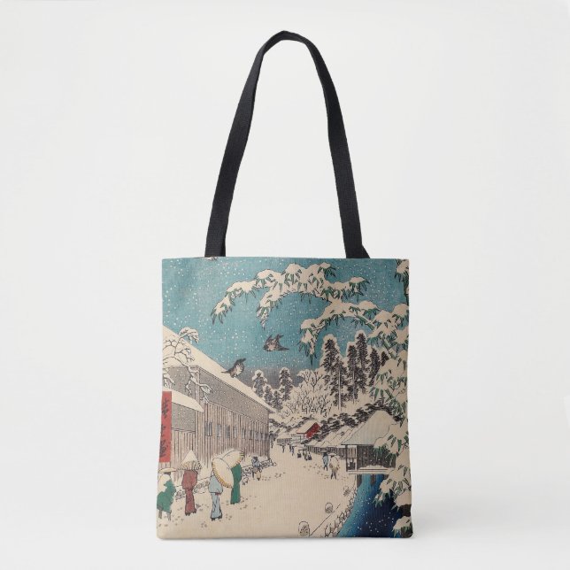 Hiroshige vinterlandskap japan ukiyo-e antikt tygkasse (Framsida)
