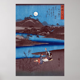 Hiroshige - Woodblock från sex Tamagawa-floder Poster