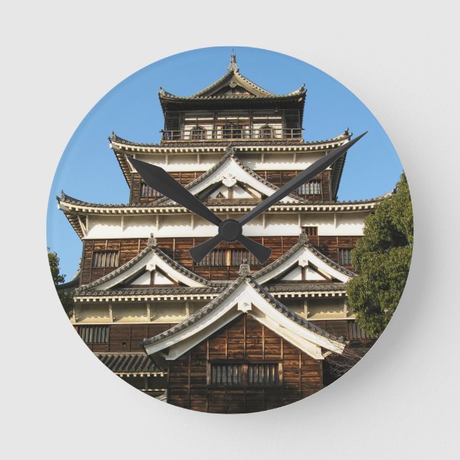 Hiroshima Castle 広 島 城, Hiroshima, Japan Rund Klocka (Framsida)
