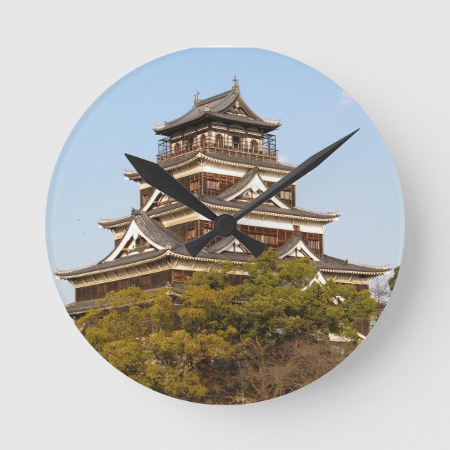 Hiroshima Castle 広 島 城, Hiroshima, Japan Rund Klocka (Framsida)