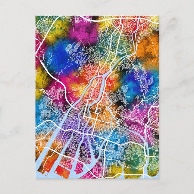 Hiroshima Japan City Karta Vykort (Framsida)