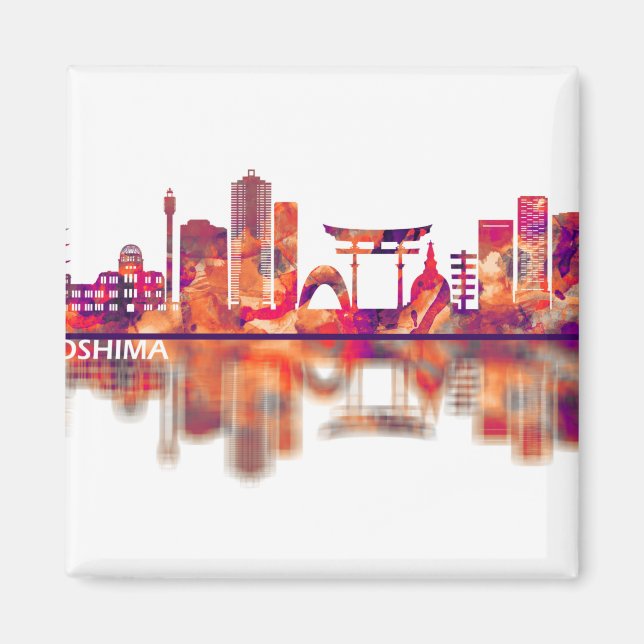 Hiroshima Japan Skyline Magnet (Framsidan)