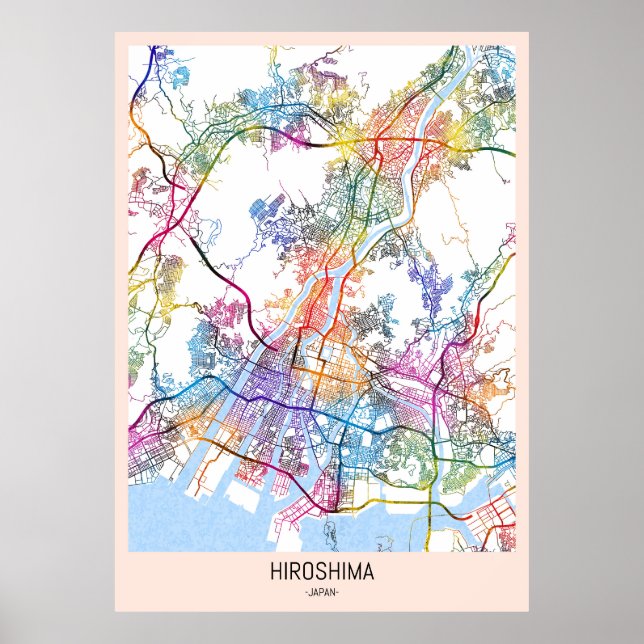 Hiroshima Japan Stadskarta Poster (Framsidan)