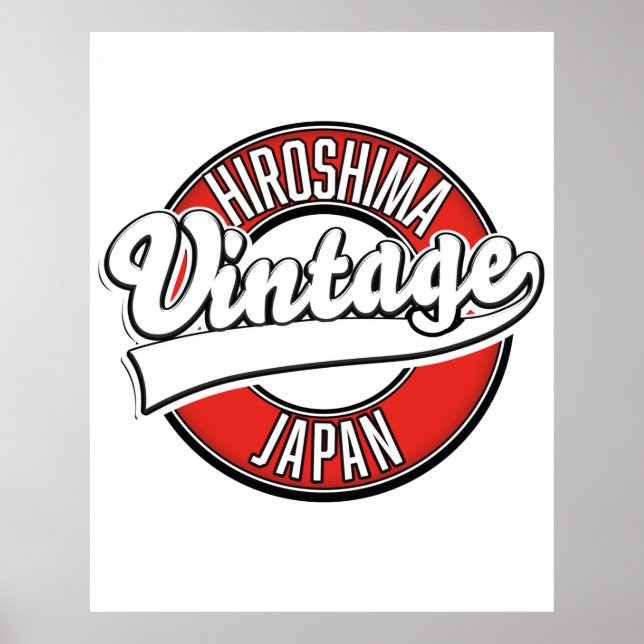 Hiroshima japan vintage stil logotyp poster (Framsidan)