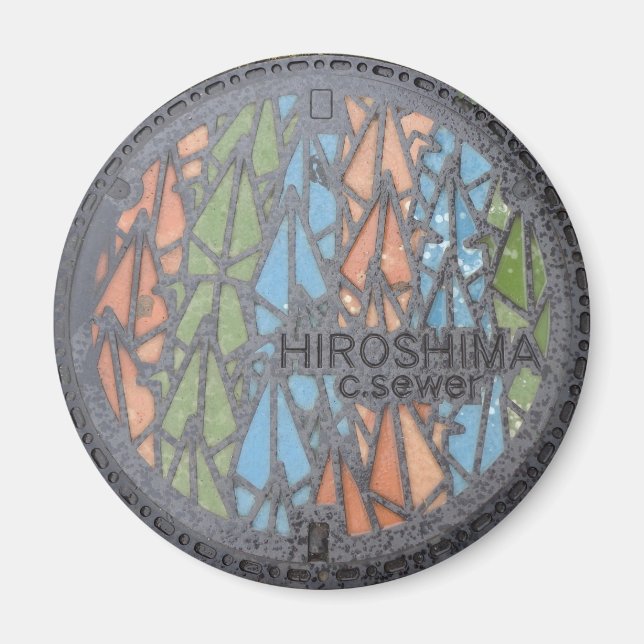 Hiroshima Manhole Cover Magnet (Framsidan)