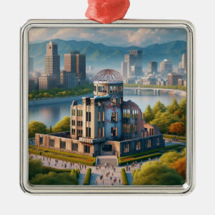 Hiroshima Peace Memorial Park vy Japan Resa Julgransprydnad Metall