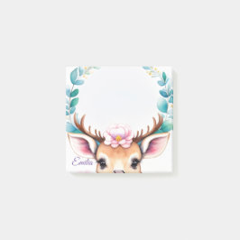Hirsch mit Blumen - Wasserfarbe Kindermotiv Post-it Block