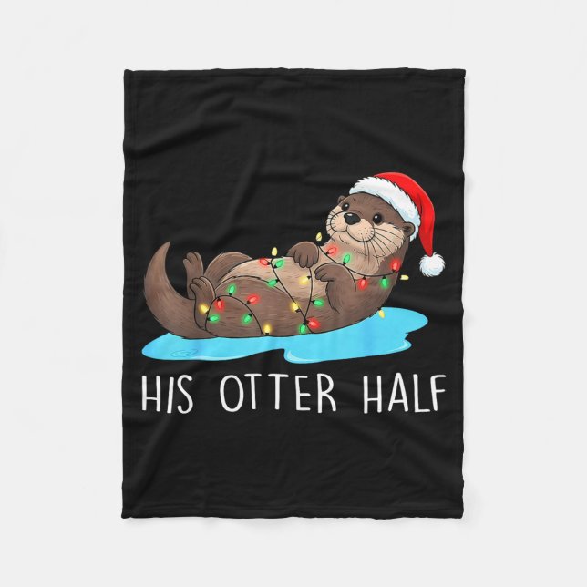 His And Her Otter Half Santa Hat Couple Christmas  Fleecefilt (Framsidan)