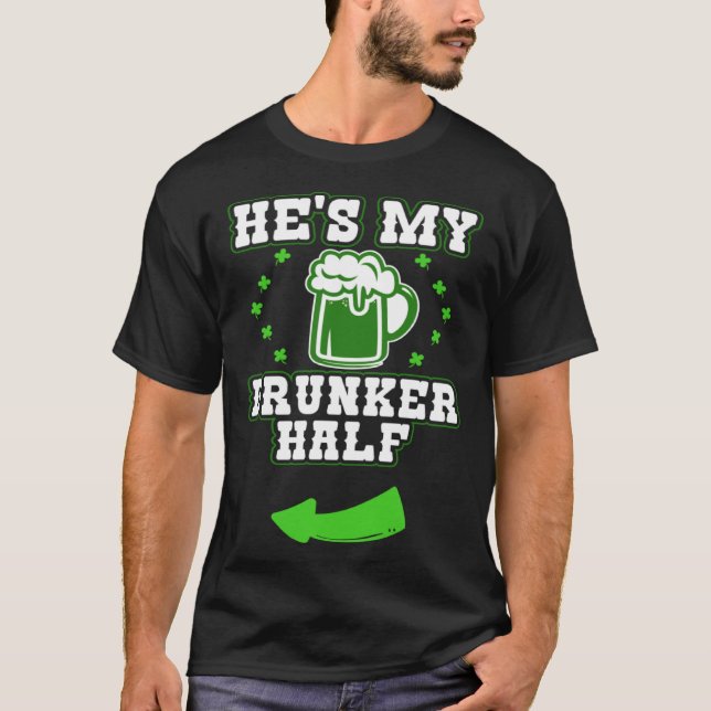 His and Hers Matching Irish Drinking Outfit St Pat T Shirt (Framsida)