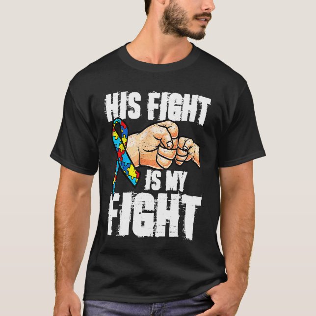 His Fight Is My Fight Autism Awareness Puzzle Piec T Shirt (Framsida)