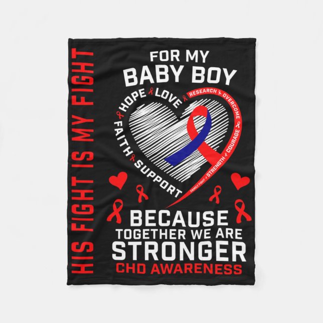 His Fight Is My Fight Baby Boy Chd Awareness Heart Fleecefilt (Framsidan)