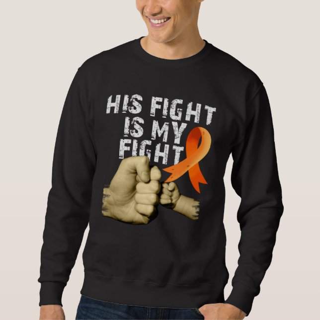 His Fight Is My Fight MS  Multiple Sclerosis Aware Lång Ärmad Tröja (Framsida)
