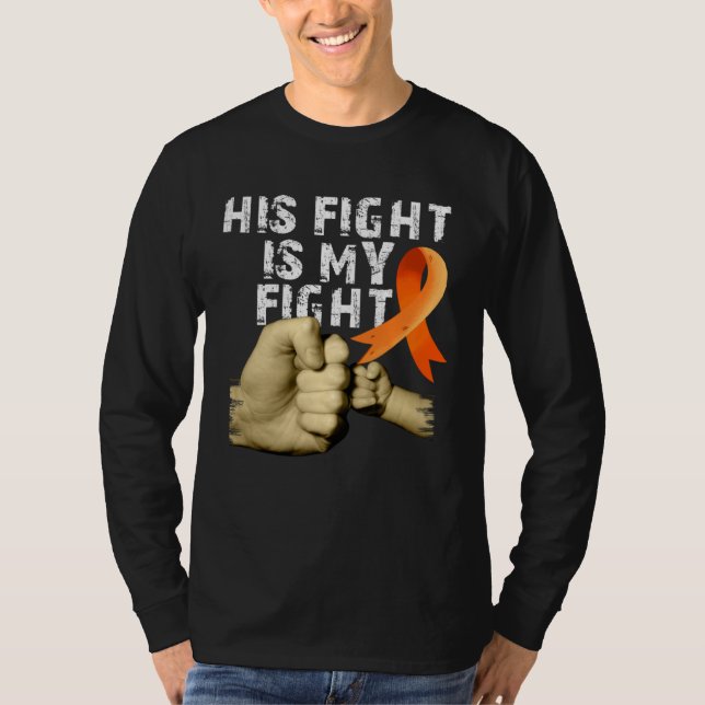 His Fight Is My Fight MS  Multiple Sclerosis Aware T Shirt (Framsida)