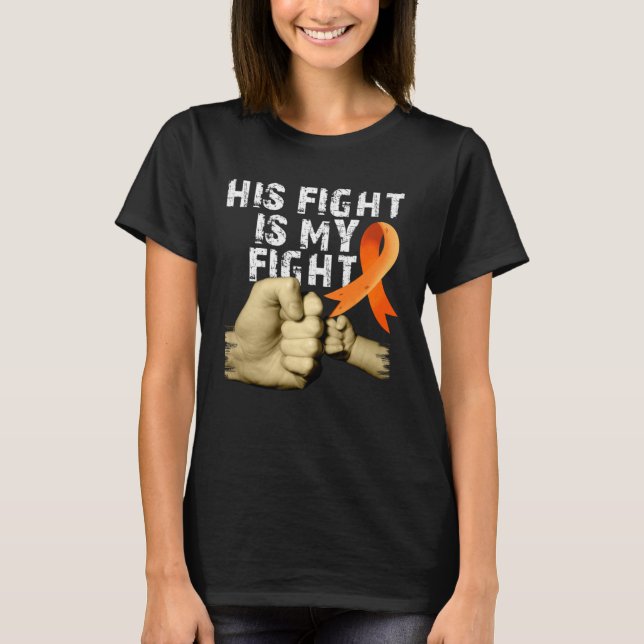 His Fight Is My Fight MS  Multiple Sclerosis Aware T Shirt (Framsida)