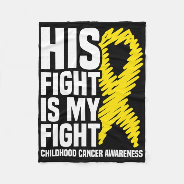 His Fight Is My Fight Ribbon Childhood Cancer Awar Fleecefilt (Framsidan)