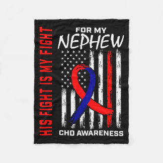 His Fight Nephew Chd Awareness American Flag Graph Fleecefilt