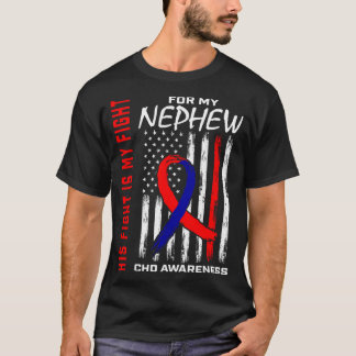 His Fight Nephew Chd Awareness American Flag Graph T Shirt