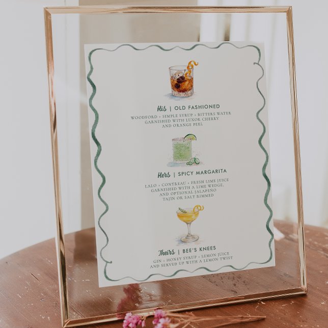 His Hers Theirs | Watercolor Signature Cocktail Poster (Skapare uppladdad)