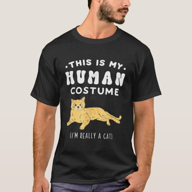 His Is My Human Costume I Really A Cat Abby Cat T Shirt (Framsida)