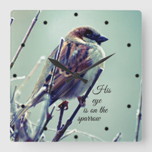 HIs öga är på Sparrow Fyrkantig Klocka