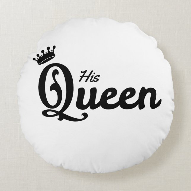 HIS QUEEN and HER KING round pillow Rund Kudde (Framsidan)
