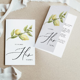 HIS Vows Gult Lemon Bröllop Vows Card Meddelande