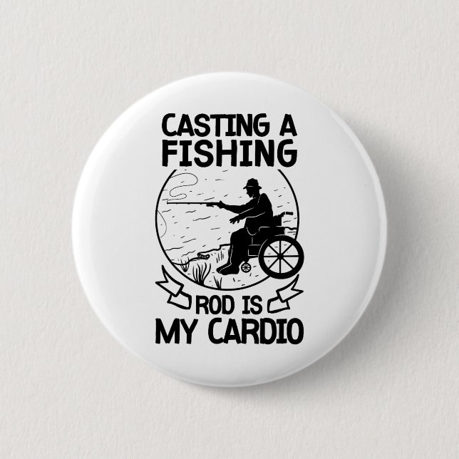 Hisar med rullstol Fiskare med funktionshinder Knapp (Framsida)