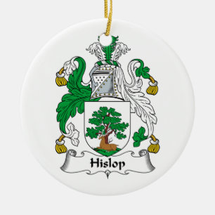 Hislop familjvapensköld julgransprydnad keramik