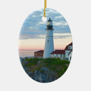 Hisnande Portland fyr Julgransprydnad Keramik