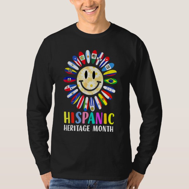 Hispanic Countries Flaggor Solros Hispanic Arv T Shirt (Framsida)