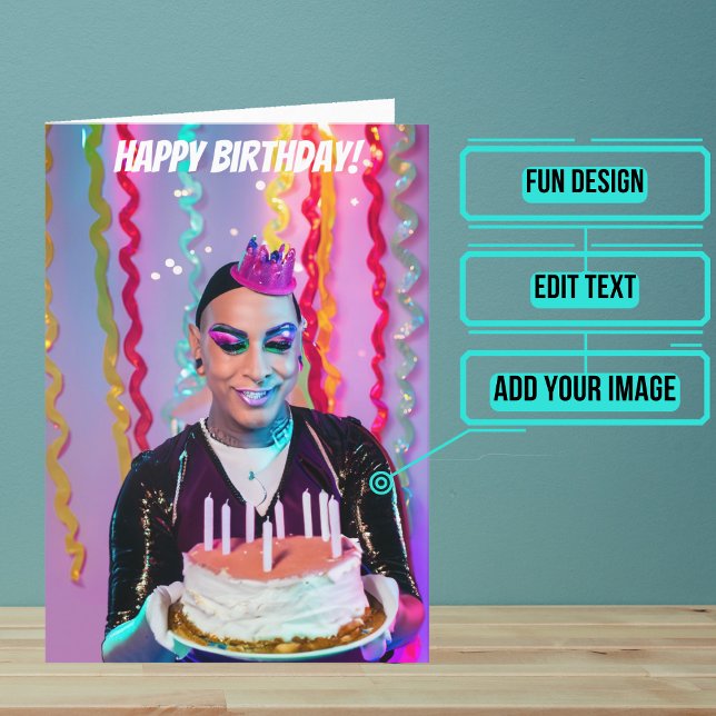 Hispanic Drag Queen Funny Birthday Kort (Make sure their LGBTQ+ birthday is as gay as they are.)