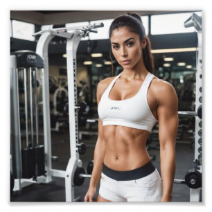 Hispanic Fit Athletic Girl in Lycra at Gym Fototryck