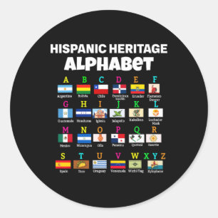 Hispanic Flagga Alphabet för lärare vid utbildning Runt Klistermärke