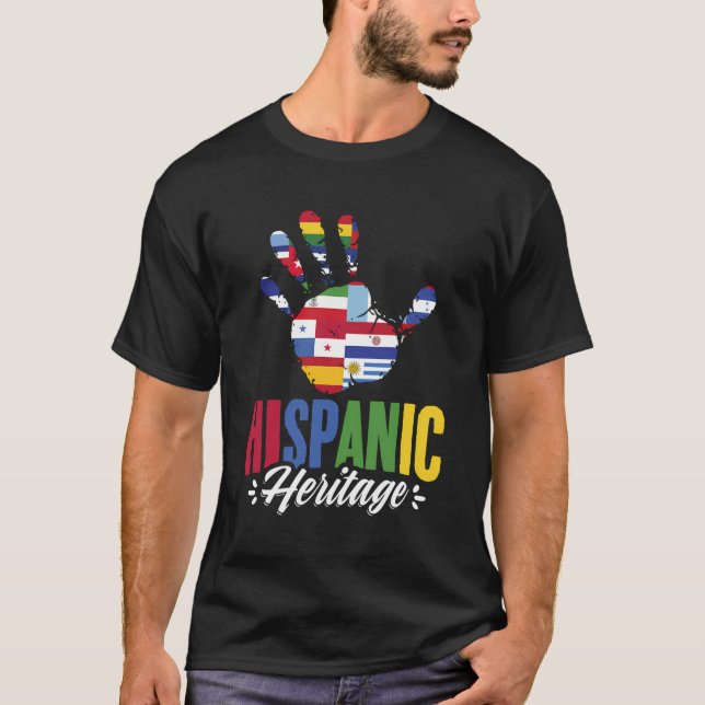 Hispanic Flaggor Händer Latino Land Hispanic Herit T Shirt (Framsida)