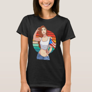 Hispanic Flicka Boricua Stolthet Puerto Rico Flagg T Shirt
