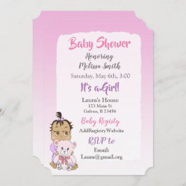 Hispanic flickvän med teddybjörn baby shower inbjudningar